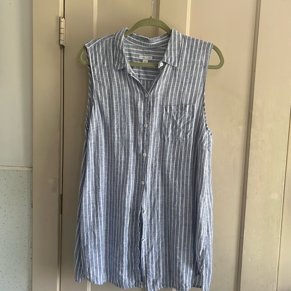 J. Jill Blue Striped Sleeveless Tunic
